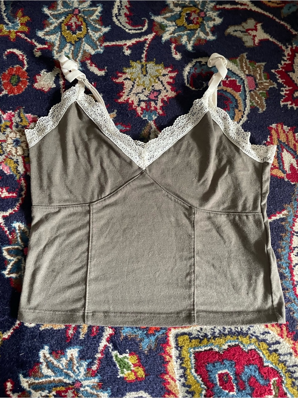Women’s grey Lace-Trim Cami Top